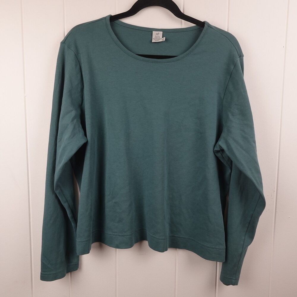 Peruvian Connection Women's Teal Pima Cotton Long Sleeve Pullover Top XL